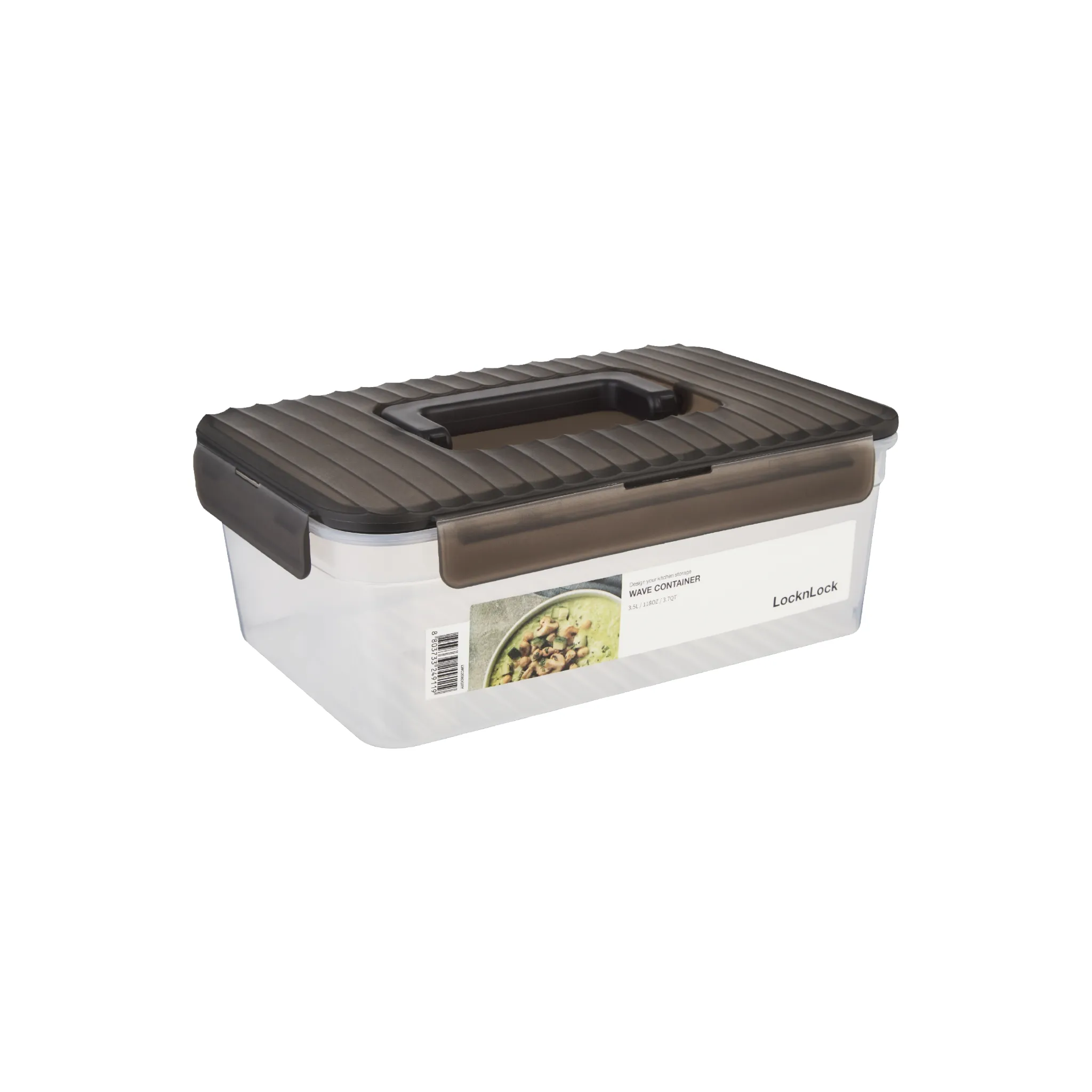 3.5L LocknLock Wave Container with Handle Grey LWC208HG