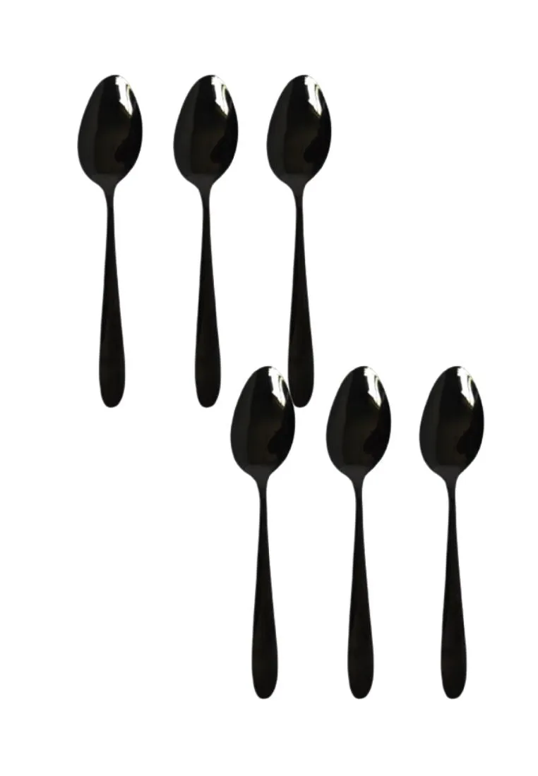 6piece Teaspoon with Plastic Packaging - Black
