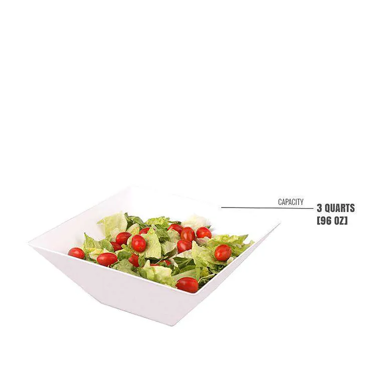 96oz Square Disposable Plastic Serving Bowls- 24/CS (Black, White, & Clear)