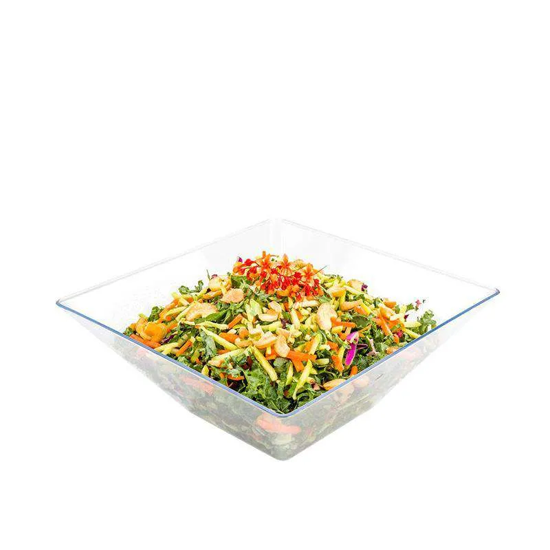 96oz Square Disposable Plastic Serving Bowls- 24/CS (Black, White, & Clear)