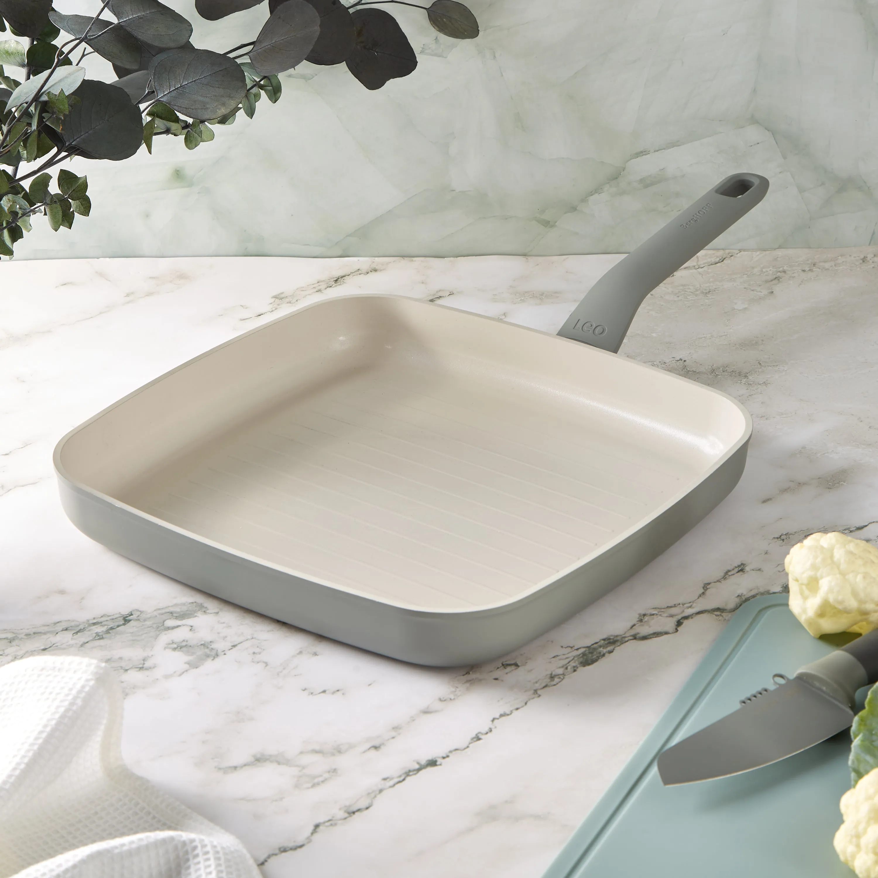 BergHOFF Balance Nonstick Ceramic Grill Pan 11", Recycled Aluminum, Moonmist