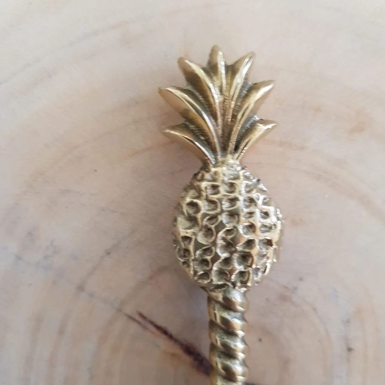 Large Gold Brass Palm Tree & Pineapple Spoons