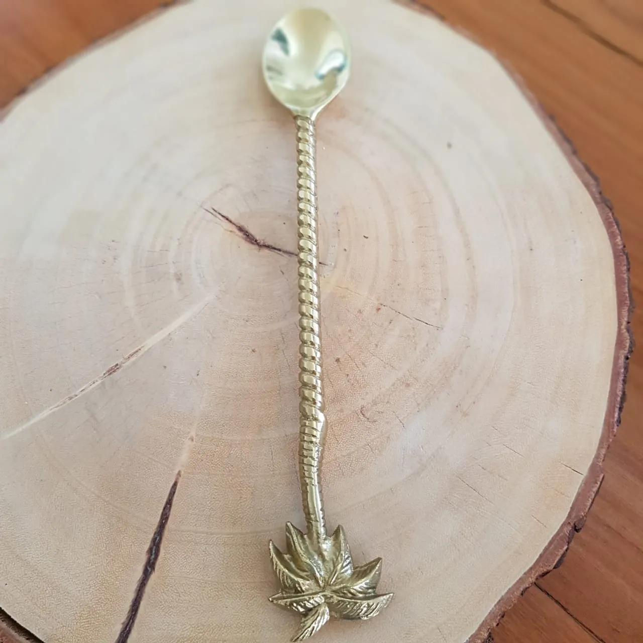 Large Gold Brass Palm Tree & Pineapple Spoons