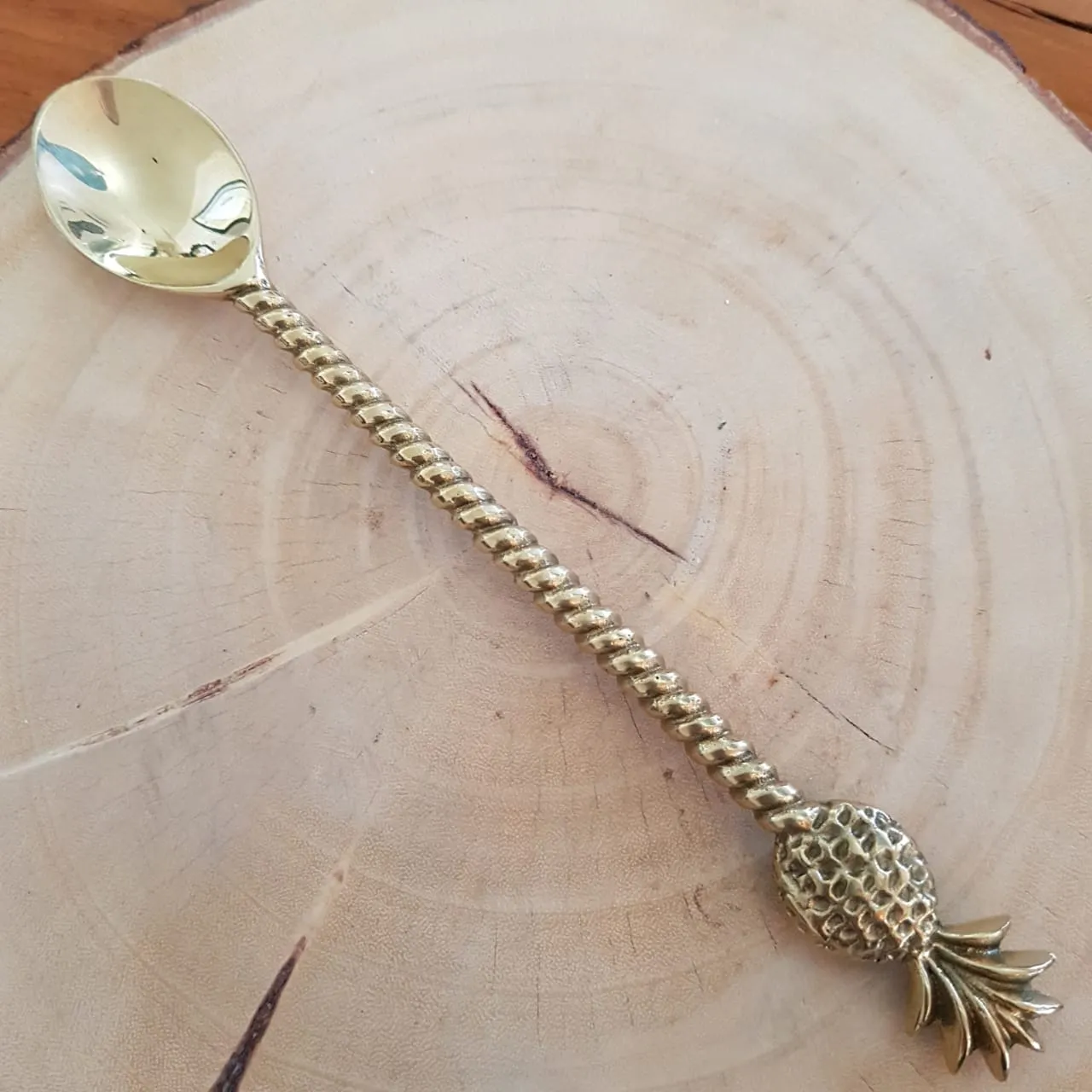 Large Gold Brass Palm Tree & Pineapple Spoons