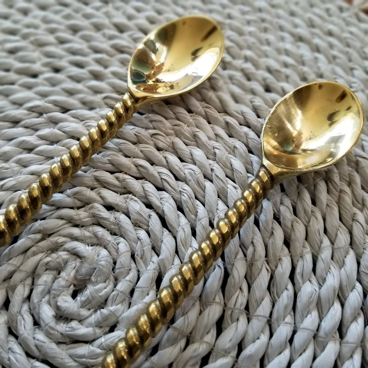 Large Gold Brass Palm Tree & Pineapple Spoons