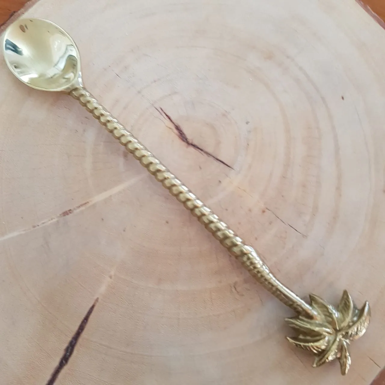Large Gold Brass Palm Tree & Pineapple Spoons