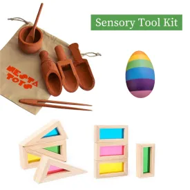 NESTA TOYS - Sensory Tool Kit - Sensory Bin Tools, Egg Shaker, Rainbow Blocks (6  Months)