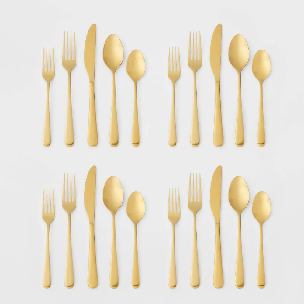 New - 20pc Harrington Flatware Set Gold - Threshold