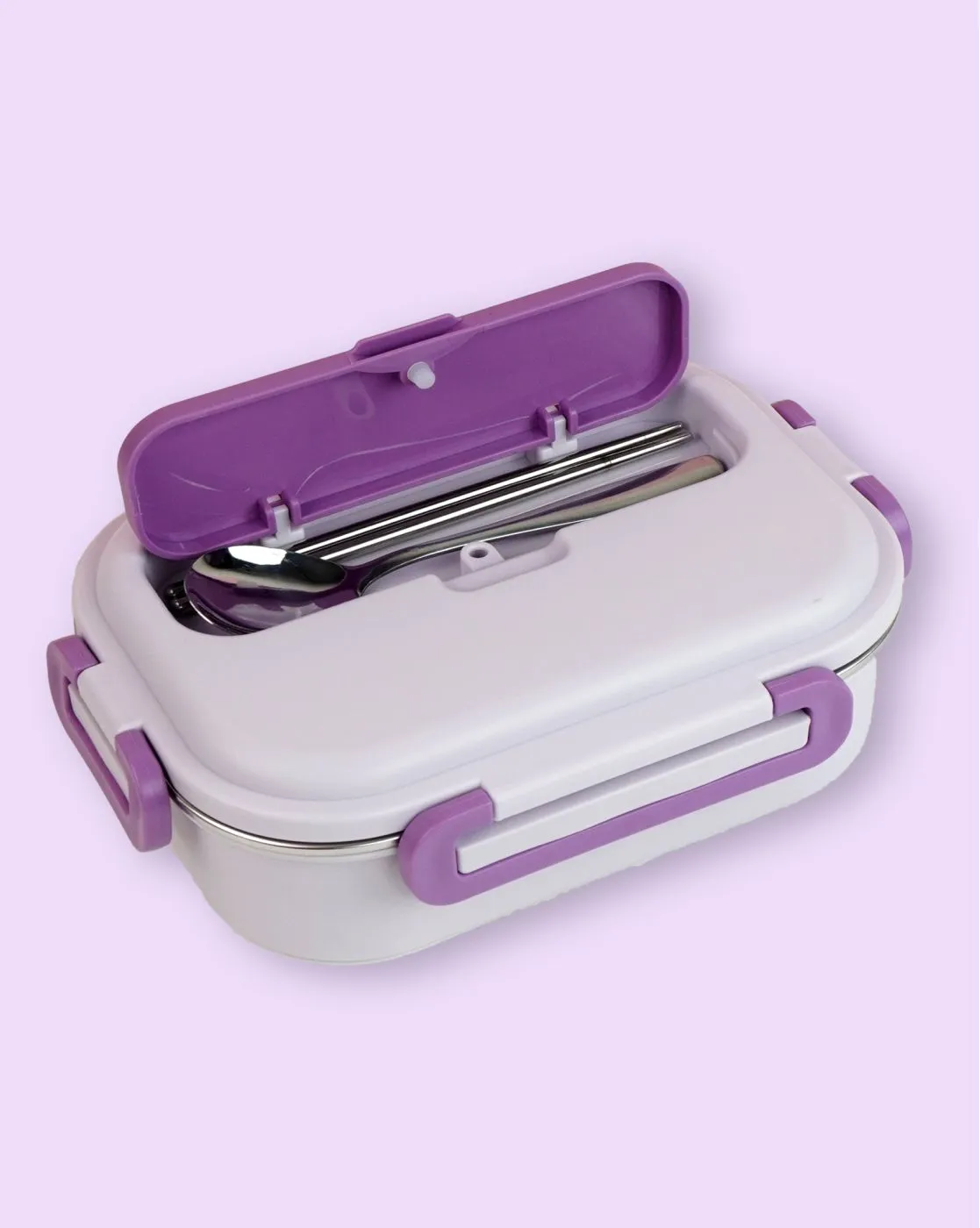 Purple Lunch Time 2 pcs Stainless Steel Kids Lunch Box with matching Lunch Bag