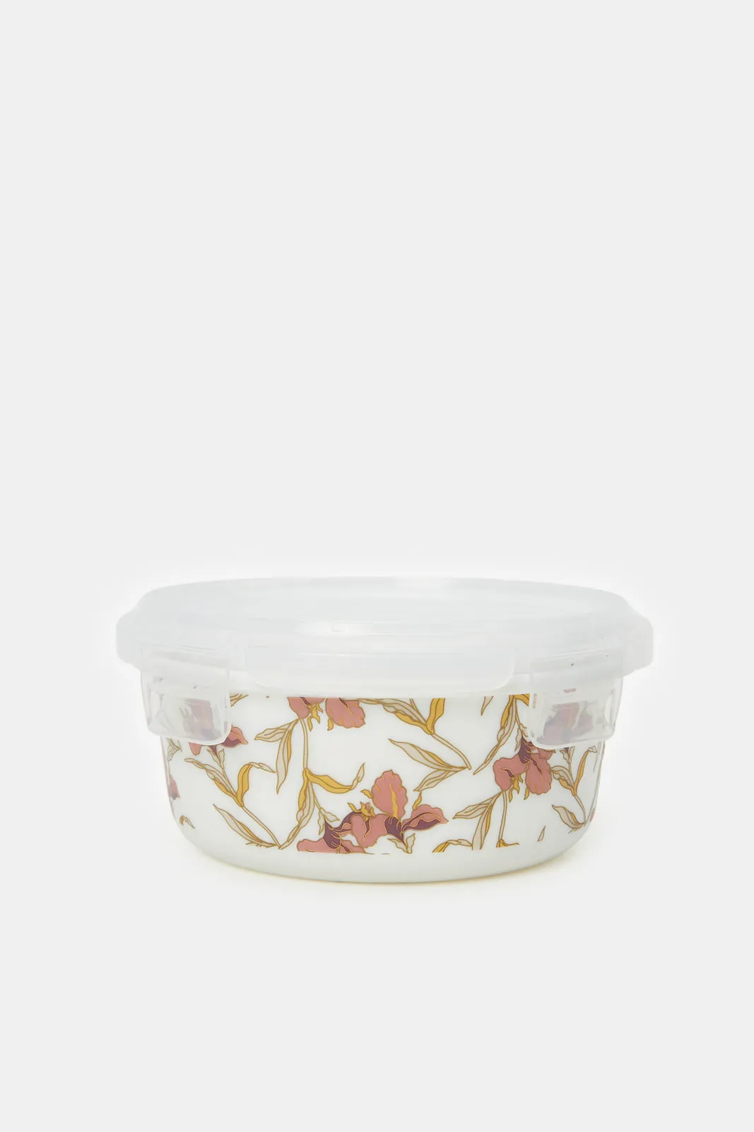 White Floral Round Food Storage (Medium)